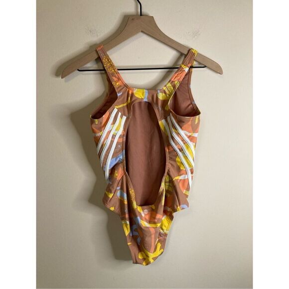 adidas Women's One Piece Swimsuit - Brown, Yellow, Blue - Picture 4 of 6